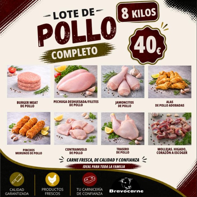 Lote de Pollo Completo, 8 kg